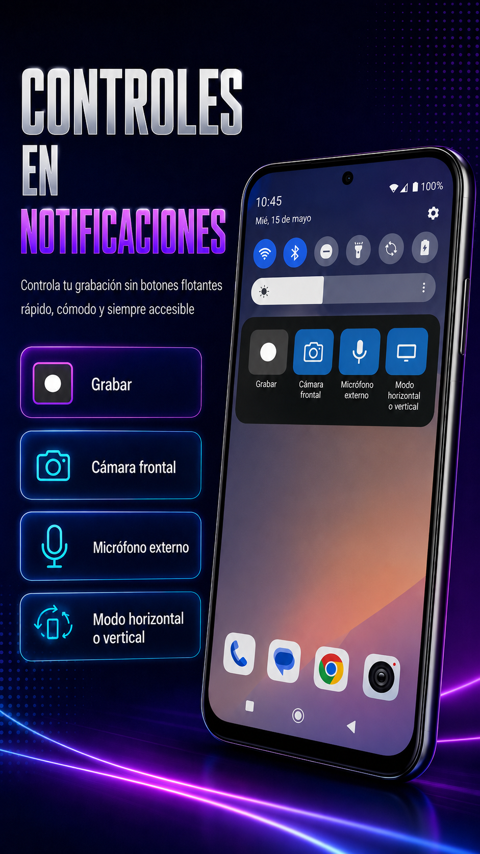 Controles de grabación desde notificaciones